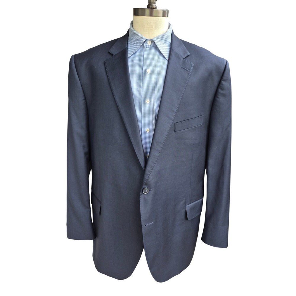 Peter Millar Mens Navy Blue 100% Wool Blazer Sport Coat Made in Canada Sz 48 L